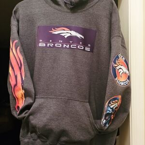 Gildan Dark Gray Hoodie with Denver Broncos Graphics